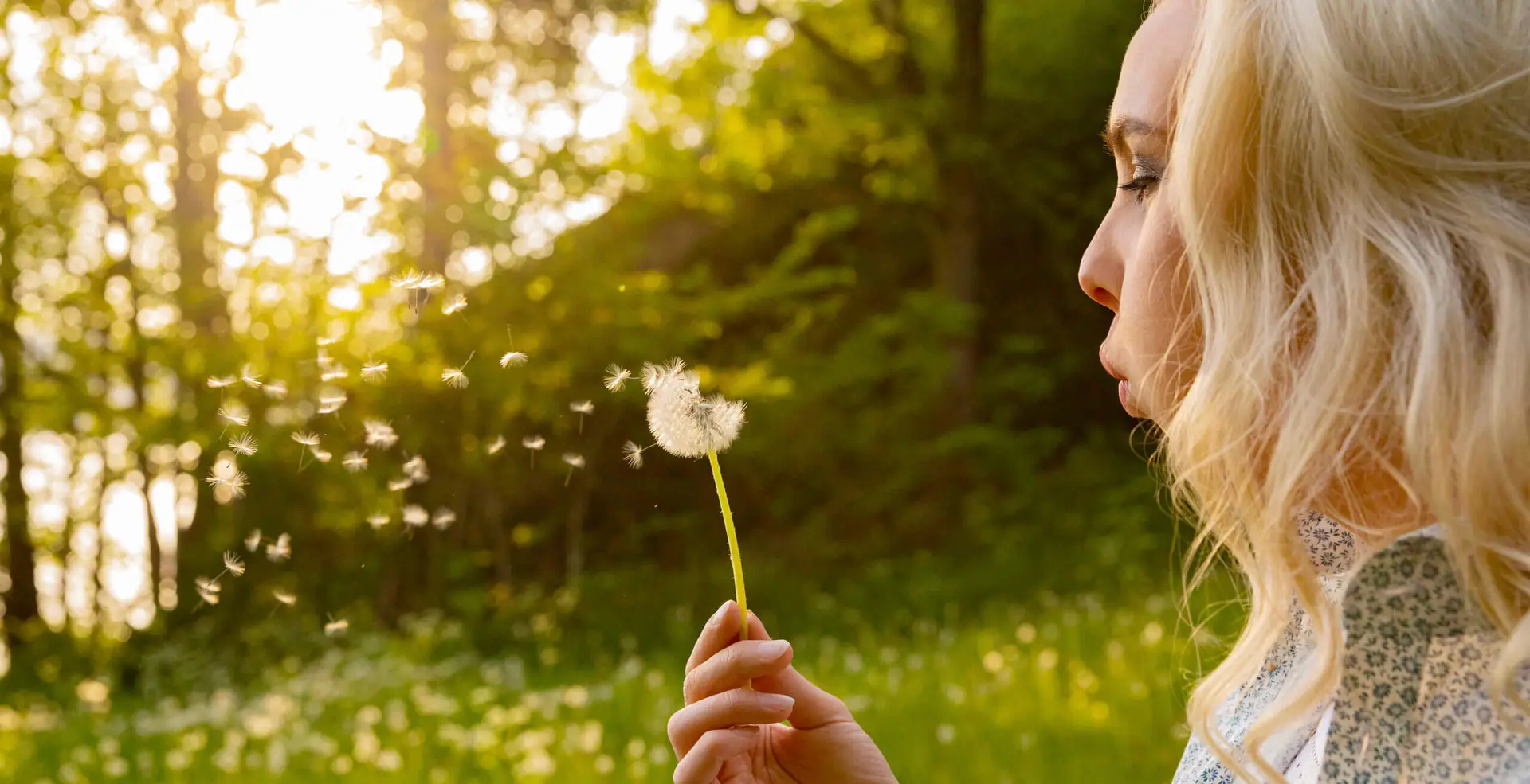 COVID-19/Respiratory Recovery closeup of young woman blowing dandelion seeds 3GHRA8N cropped scaled 1 COVID-19/Respiratory Recovery